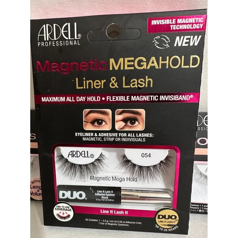 3 Sets of Ardell Magnetic Megahold Lashes + Black Duo Adhesive Liner
